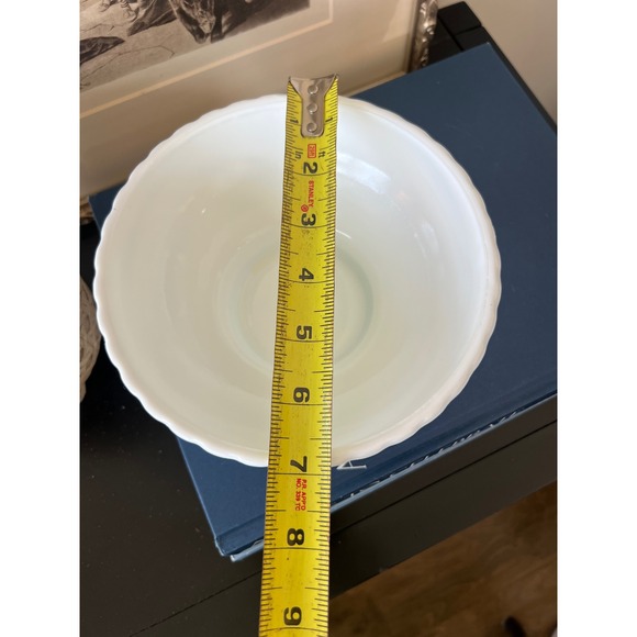 1975 FTD White Milk Glass Bowl – Textured Ribbed Vintage Vase Base - Picture 5 of 5